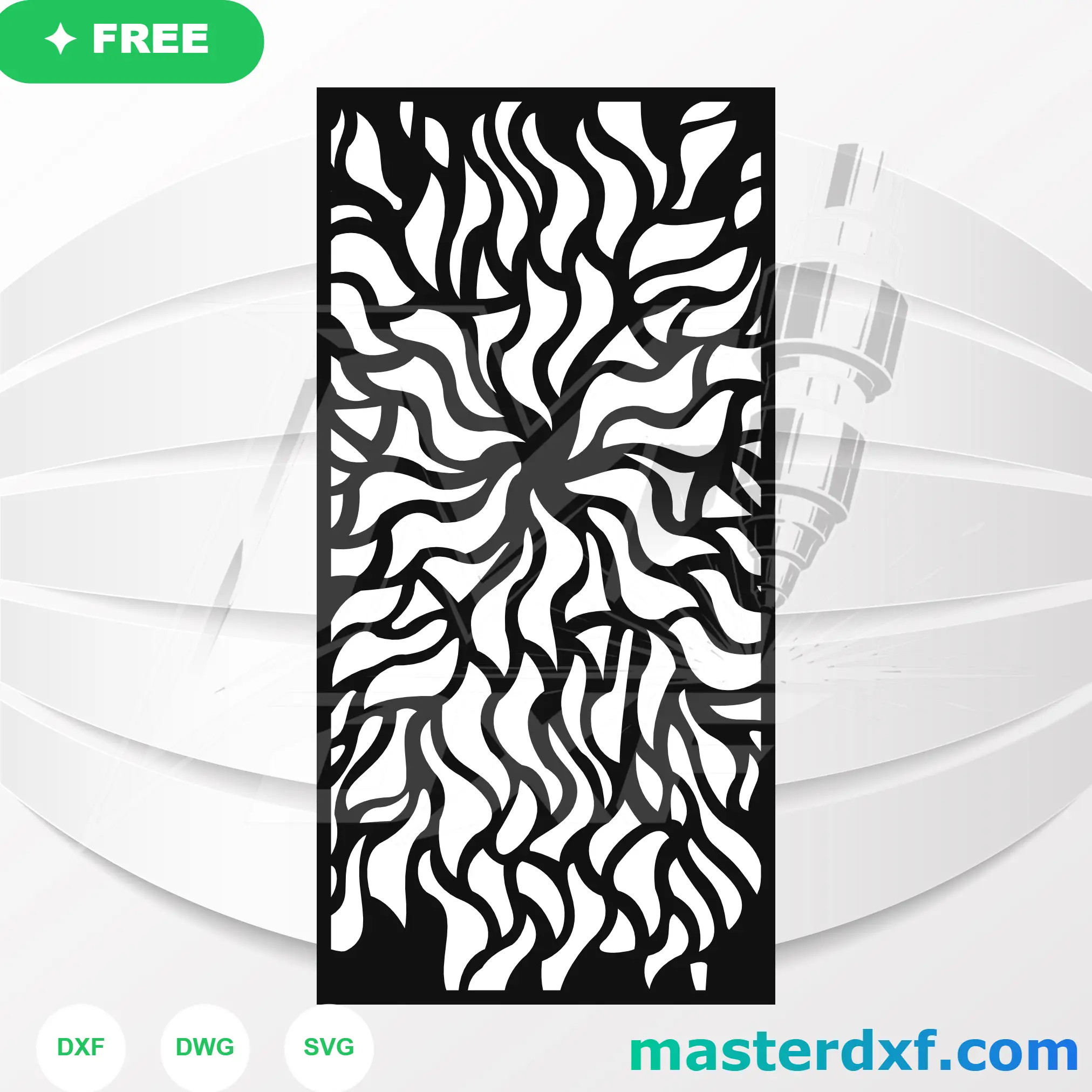 Flowing Flame Swirl DXF Pattern for Dynamic Wall Art DXF File